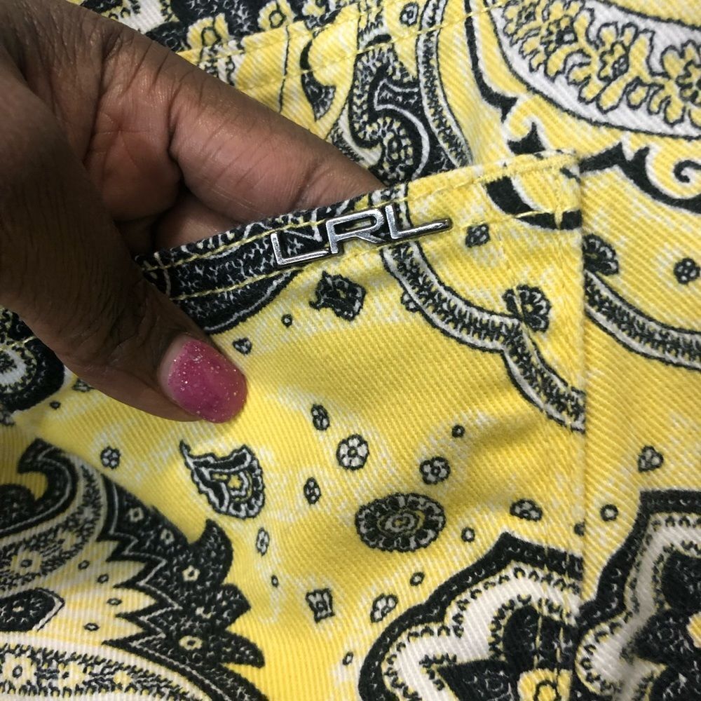 Ralph Lauren LRL Lauren Jeans yellow paisley print capris pants jeans, size 10 - Picture 10 of 14